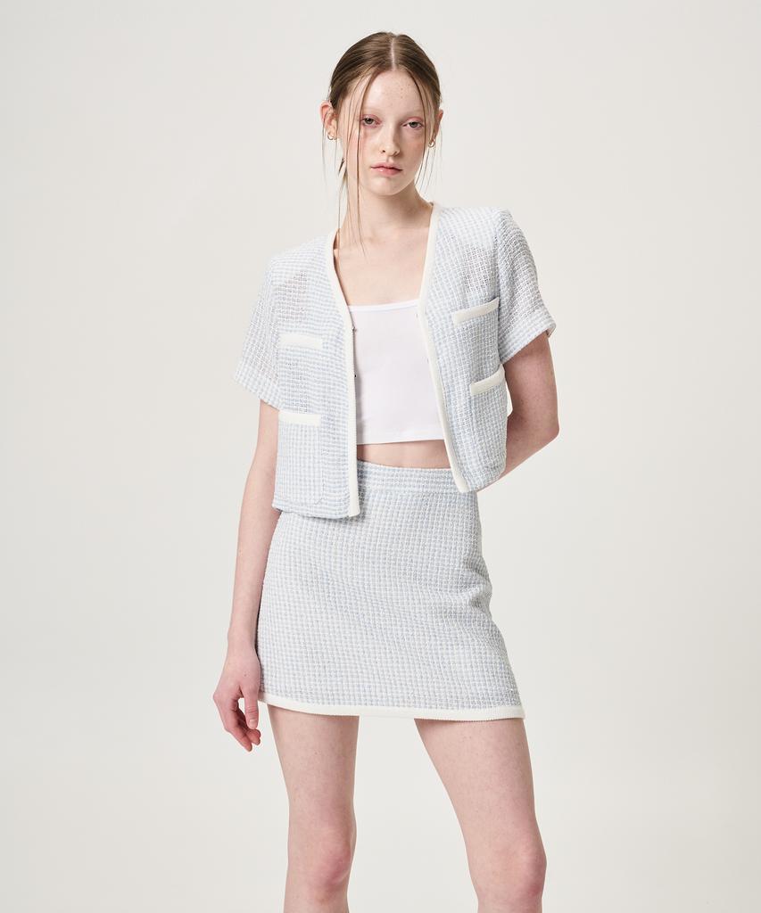 ETMON Summer Tweed Mini Skirt, Blue