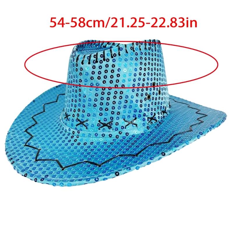 Sequined Western Cowboy Hats for Festivals Parties and Carnivals Sparkling Design Lightweight Practical Polyester Hat
