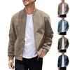 Amazon Suede Solid Color Zipper Jacket Casual Vintage Long Sleeve Cardigan Jacket Men