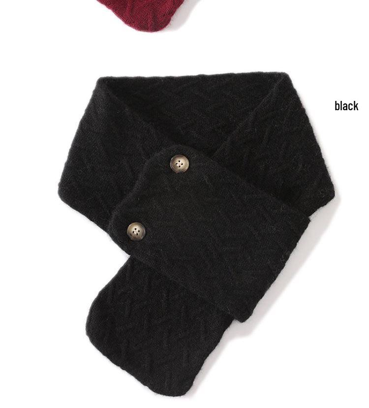 Unisex Kaschmirschal: Vielseitiger, warmer Wollstrick-Schlauchschal mit zwei Knöpfen zum Schutz des Halses bei kaltem Wetter