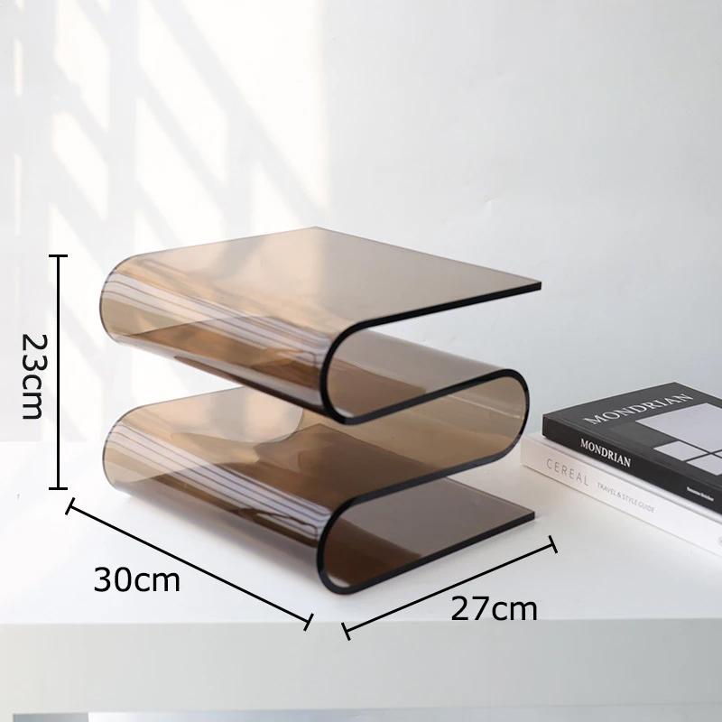 

Minimalist Transparent Magazine Racks Bookshelf File Book Organizer Shelves Acrylic W-shaped Book Rack Room Aesthetic Decor