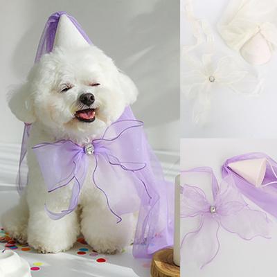 Velo de Boda para Perro Transpirable Antioxidante Suministros para Mascotas Disfraz Clásico de Novia para Mascota con
