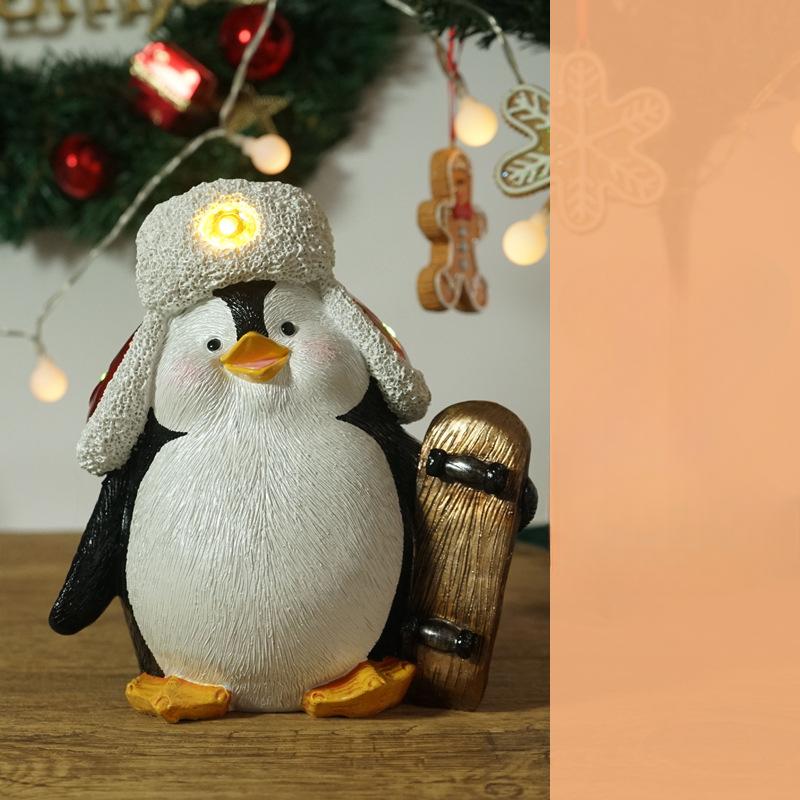 Christmas Animal Sculpture Ornaments Brown Bear Drummer Dog Gift Idea Box Nice Skateboard Penguin Christmas Home Use Decorations