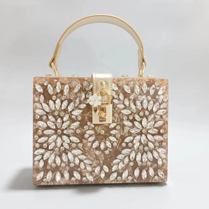 Diamond Evening Bag Shoulder Crossbody Large Capacity Wedding Acrylic Handbag New Brand Women's Luxury Designer Bags Rectangular