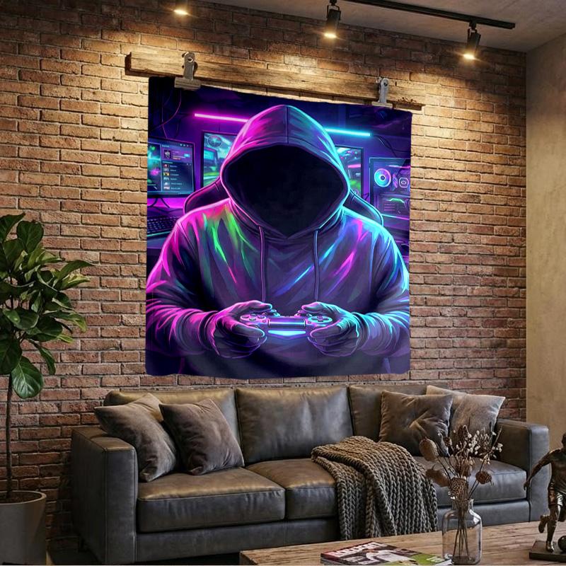Cyberpunk Neon Gaming Printed Tapestry, Wall Hanging,Livingroom, dormitory, Large Wall Decor, Fabric Decor Fan Birthday Gifts