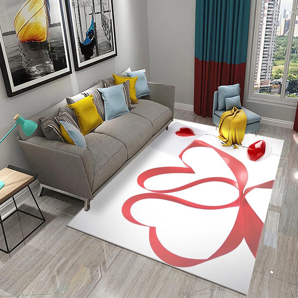 Romantic Valentines Day Love Printed Pattern Carpet Bedroom Non-slip Mat Home Living Room Bathroom Kitchen Home Decoration Mat