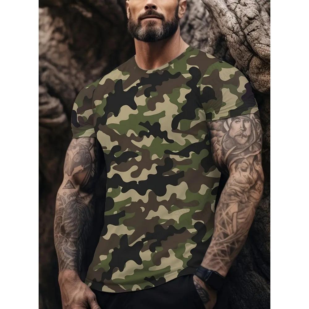 Men's Tactical Camo Camouflage 3d Print T-shirt Men Women Fashion Short Sleeve Tshirt Kids Tops Tees Men Clothing Outdoor Sports