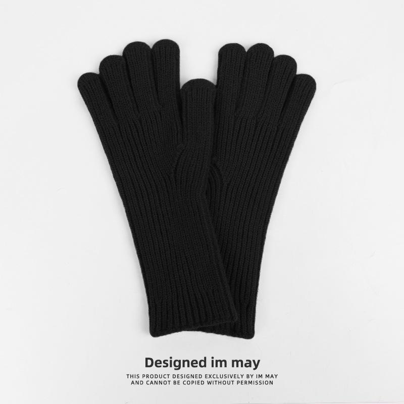 Liebe warme iwarme einfarbige Wolle kältefeste und warme Strickhandschuhe Winter Zeigefinger Hohlfinger Touchscreen-Handschuhe
