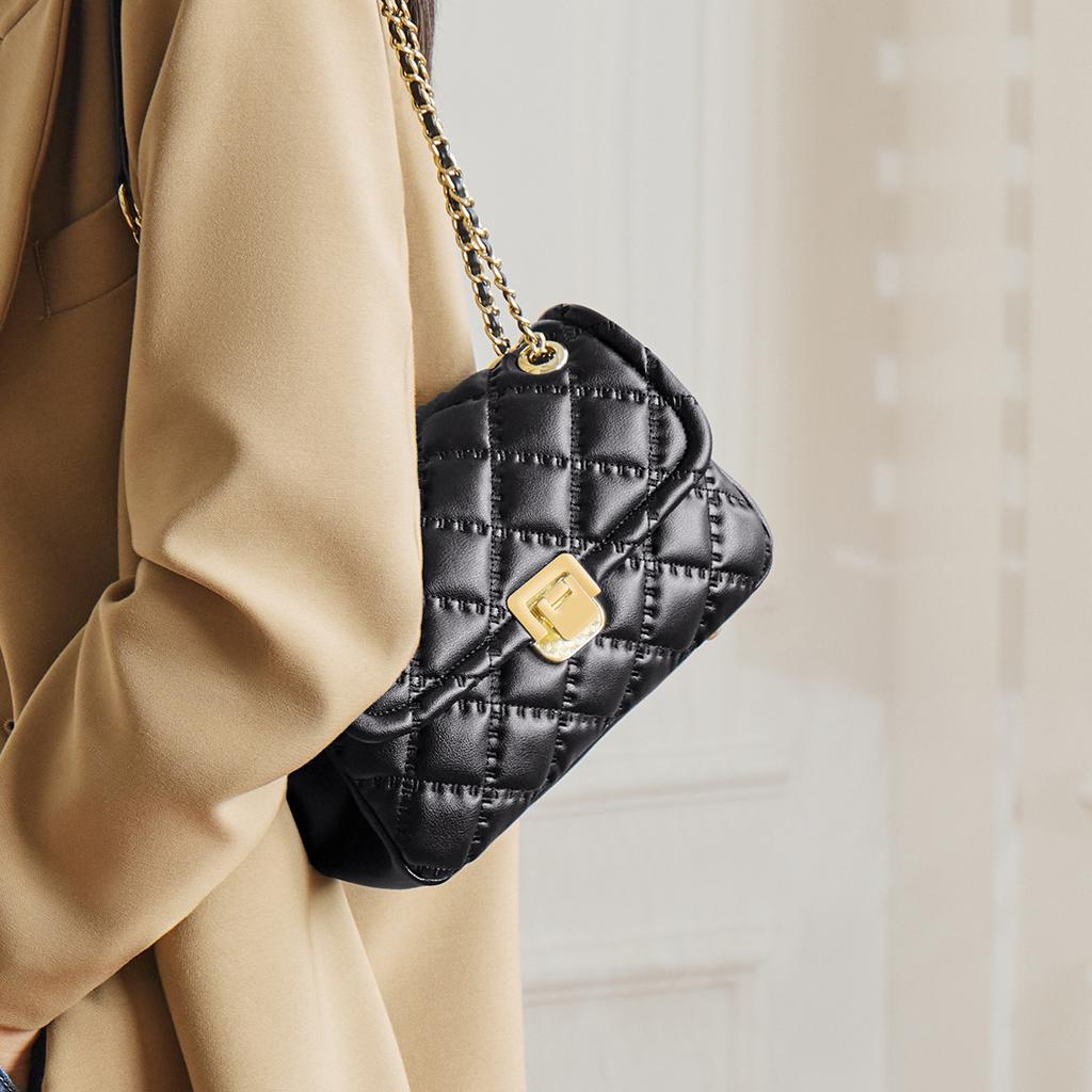 Mrs. Qiao Bag for Women 2025 New Trend Genuine Leather Women's Bag Crossbody Bag Fashionable Internet Celebrity Quilted Chain Bag Shoulder Bag