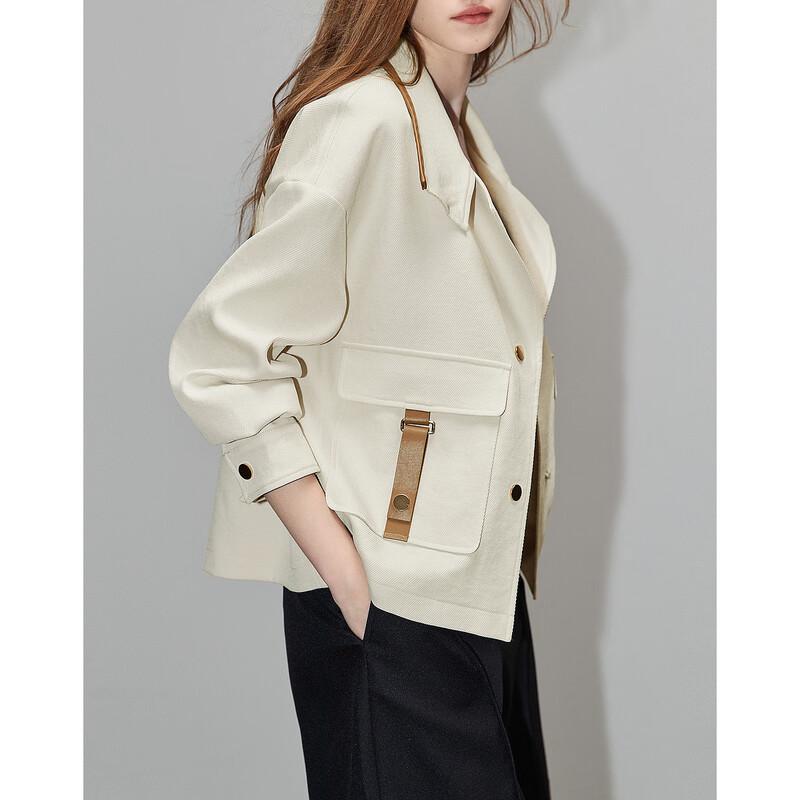 

Demana Women s Spring/Autumn Casual Lapel Color-Block Jacket XL