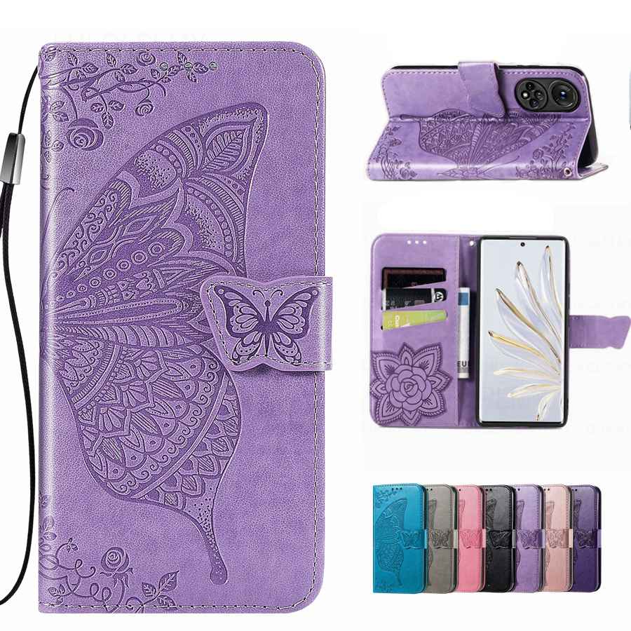Butterfly Leather Flip Wallet Case For Honor X6D X5D X8D X5C X8 5G 70 X7B X8B X9B X7A X8A X6 X9C X7C 90 200 400 Lite Magic 8 Huawei Nova 14i Y91 Cover