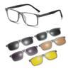 Magnetic Clip-On Polarized Sunglasses Night Vision Driving Glasses Clip-On Sunglasses Myopic Glasses Transparent Grey Frame