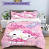 3pcs Hello Kitty's Pink Adventure Bedding Set 1 Soft Quilt Cover + 2 Pillowcases, Machine Washable Suitable for All Seasons, Perfect Gift S045