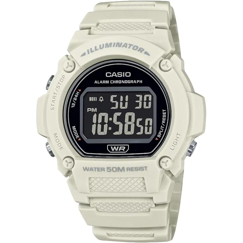 Casio Digital White Resin Band Uni Watch W-219HC-8BVDF, strap, strap
