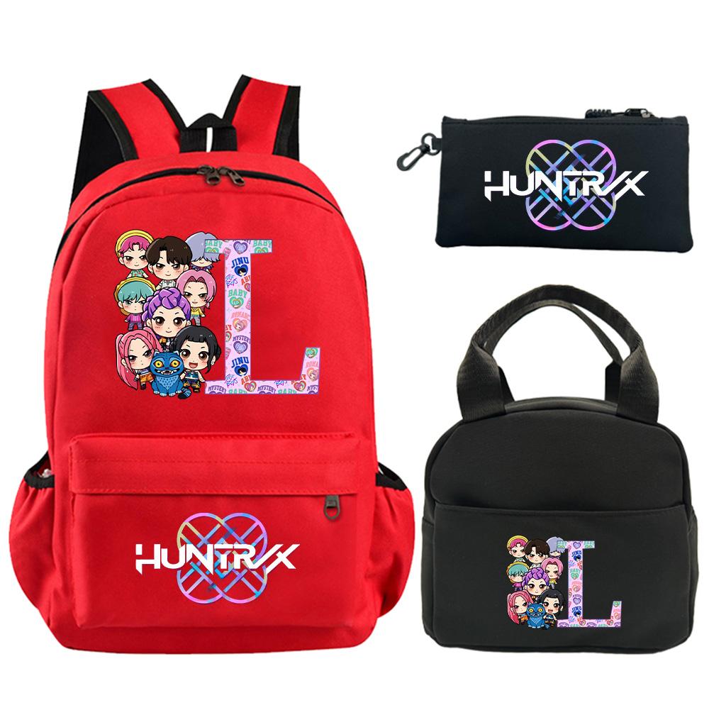 3Pcs/set 26 English Letter Printed Backpack Shoulder Bag Pencil Case for Teenager Student Boy Girl SchoolBag Large Capacity Waterproof Bookbag Gift