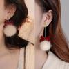 Boucles d'oreilles Pompon Mignon Nœud Flocon de Neige Peluche Noël Doux Bijoux de Mode Pour Femmes Filles Cadeaux Nouvel An