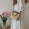 Summer 2025 Woven Straw Crossbody Handbag - Textured Small Bucket Bag for Women