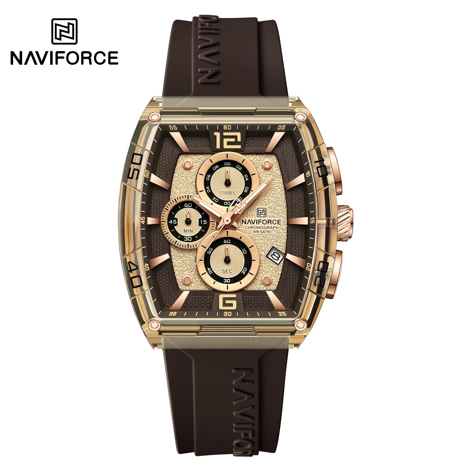 New NAVIFORCE 6101 Men s Quartz Watch Silicone Strap Multi Functional Waterproof Watch Chronograph Men s Automatic Date Clock Fashion