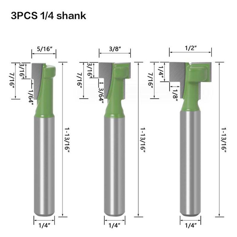 1/3 pz 1/4 pollice 6 mm gambo T slot router bit bullone esagonale foro chiave foro chiave lavorazione del legno fresa fresa finale