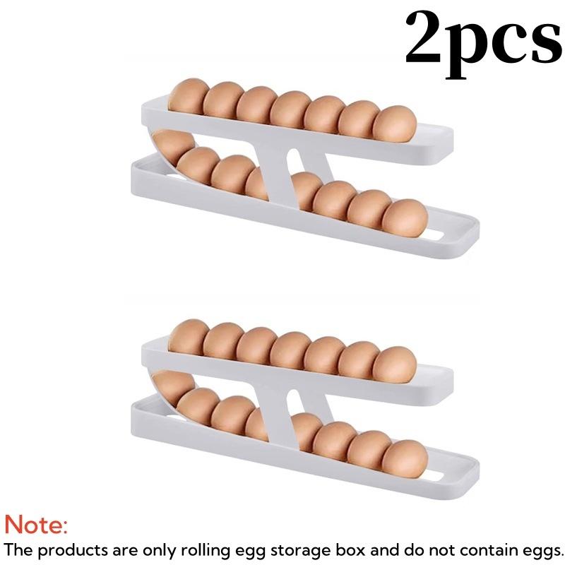 1/2/3Pcs Automatic Rolling Egg Holder Double-layer Fridge Egg Dispenser Refrigerator Kitchen Food Space-Saving Storage Organizer