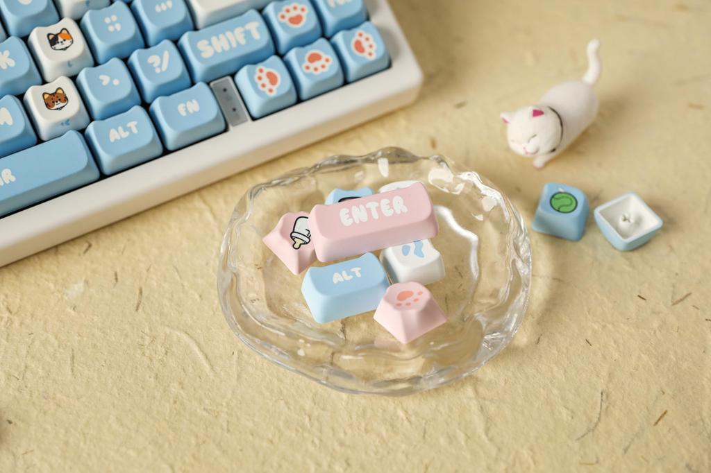 EPOMAKER PurrCap 142-Key PBT Keycap Set, Custom Keycaps for Mechanical Gaming Keyboards, Dye-Sublimation, Cute Keycaps, Compatible with Cherry,