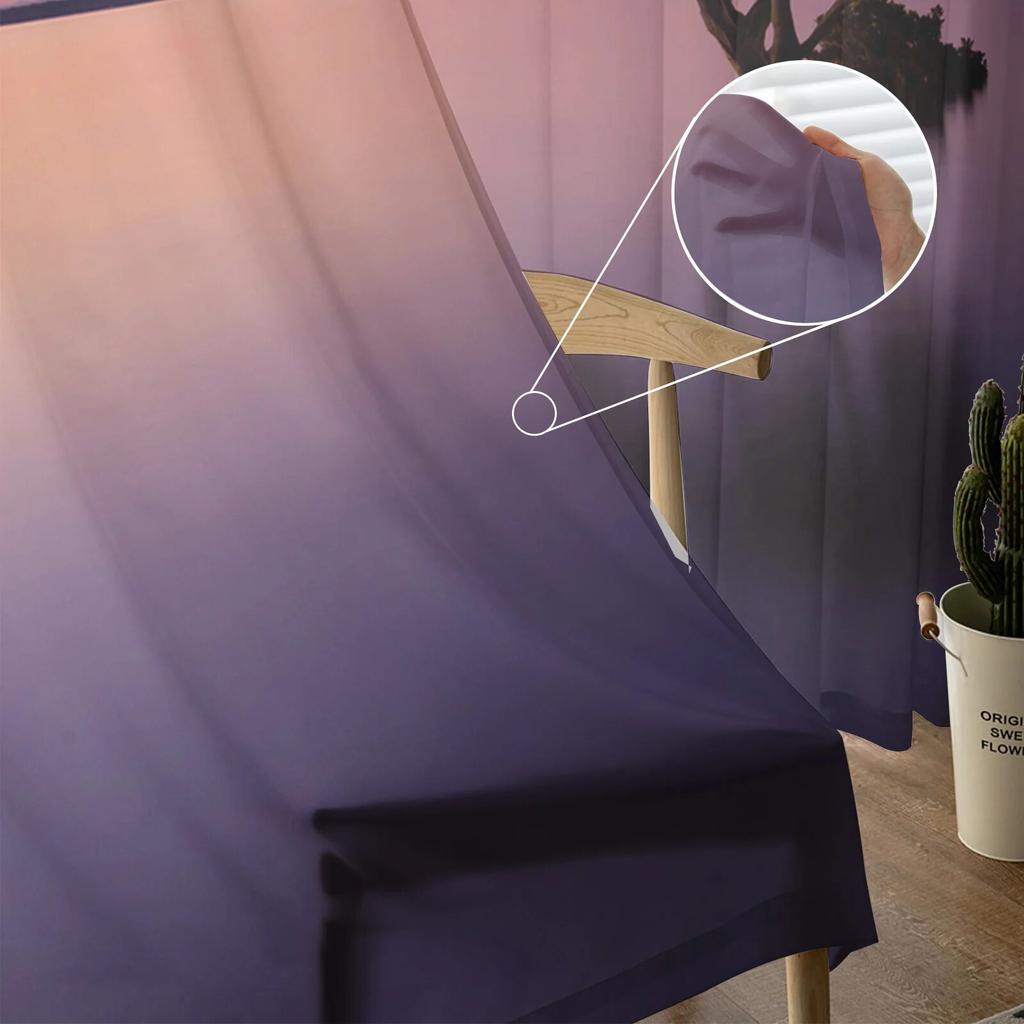 Sunset Tree Water Silhouette Okenní závěs do ložnice Průsvitný závěs do obývacího pokoje Luxusní tylový závěs do kuchyně