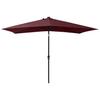 Solar Powered LED Sun Umbrella with Steel Pole Burgundy Red 2x3 M