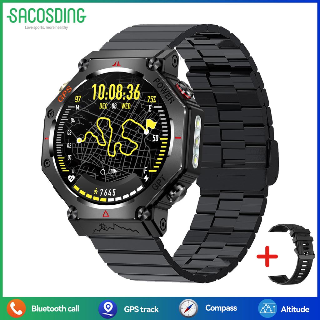 New Ai ChatGPT GPS Smart Watch Men 530mAh Bluetooth Call IP68 Waterproof Outdoor LED Flashlight Compass Sport Smartwatch 2025