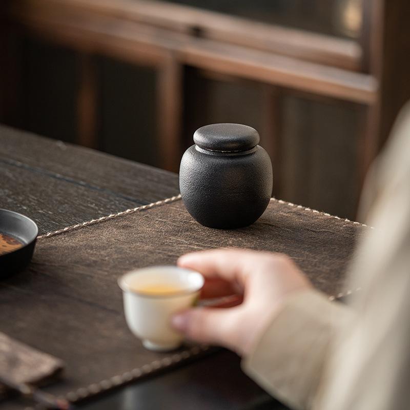 Ceramics Tea Caddies Oolong Sugar Container Travel Tea Bag Sealed Jar Coffee Powder Canister Black White Household Storage Tank
