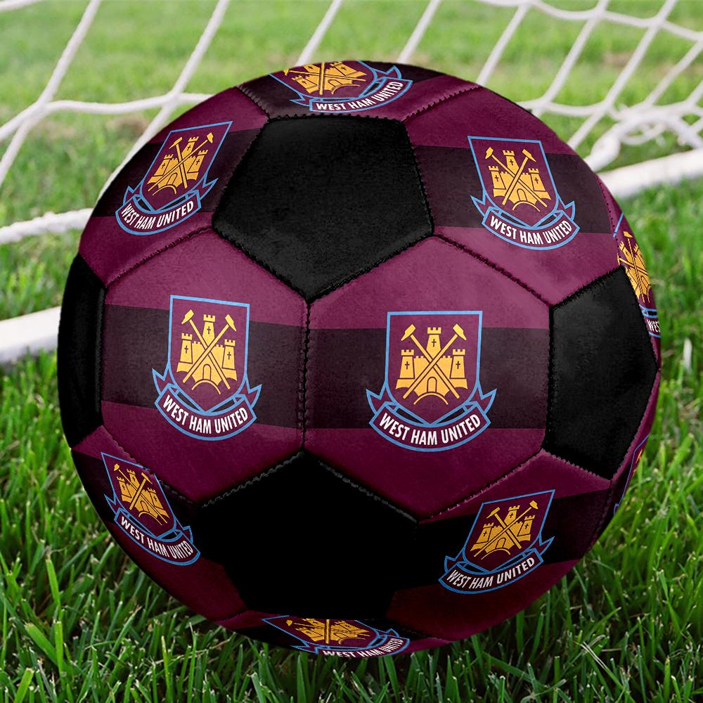SIZE 5 West Ham United FC Soccer Ball Colorful All Ages Machine Stitched PVC Competition Ready Durable High-Bounce