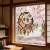 Stained Glass Window Hanging,Crescents Moon Suncatchers with Florals for Door Home Decors Moon Suncatchers Birthday Gift