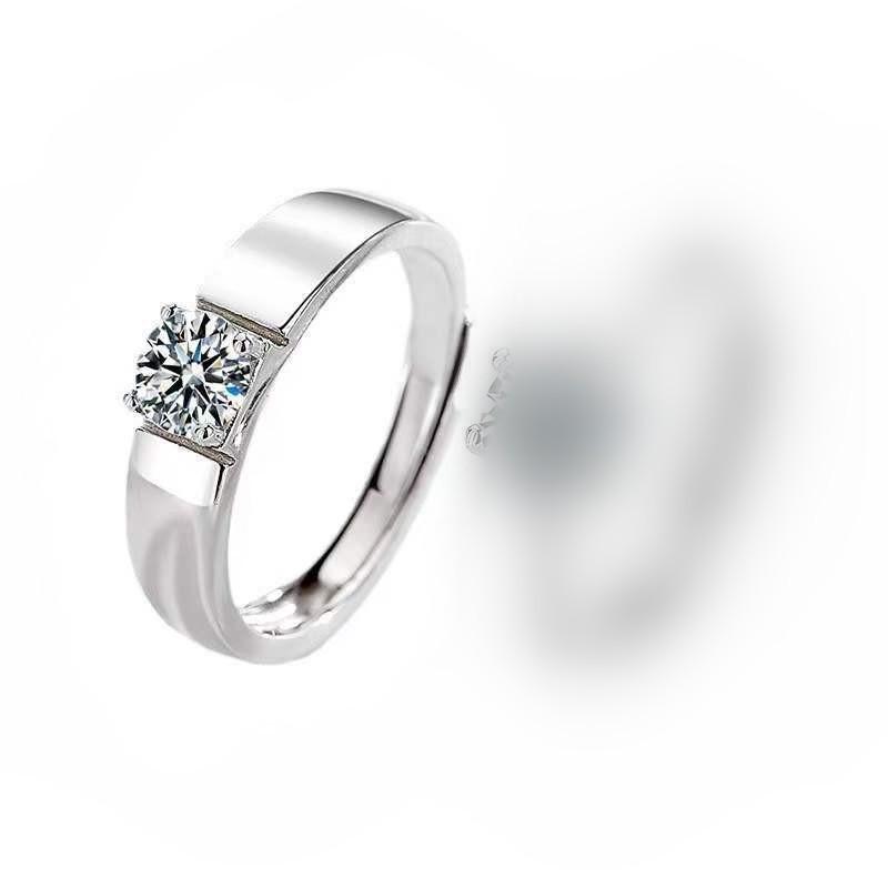 Korean Style Adjustable Couple Ring with Diamond Inlay and Zircon Open Adjustable