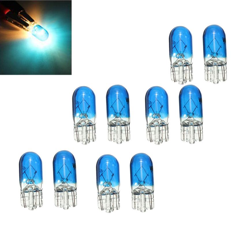 10pcs Car T10 Halogen 3W 194 158 Wedges 12V Car Trument Reading Lights Car Panel Decorative Lights Auto Lamp Accessories