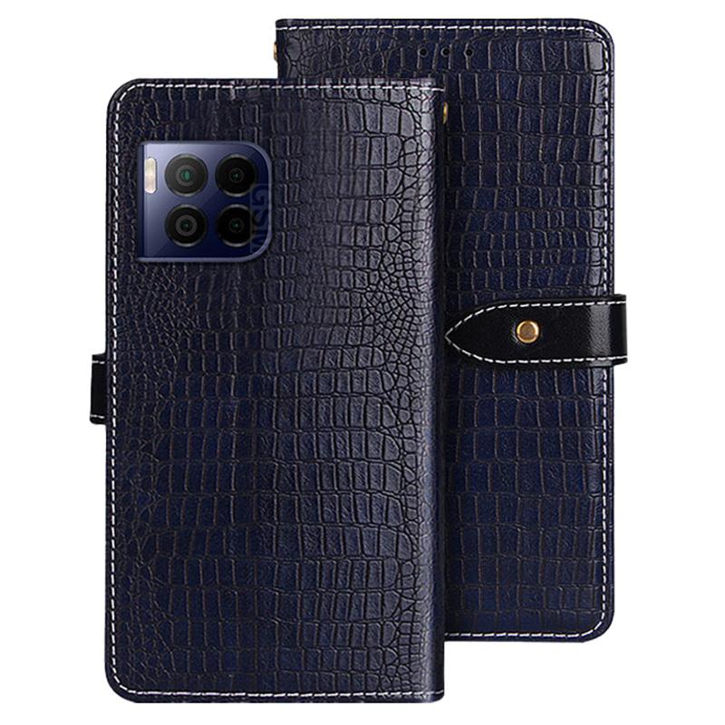 

For T-Mobile REVVL 7 Pro/T Phone 2 Pro 5G Case Wallet Leather Cover Crocodile Texture Blue