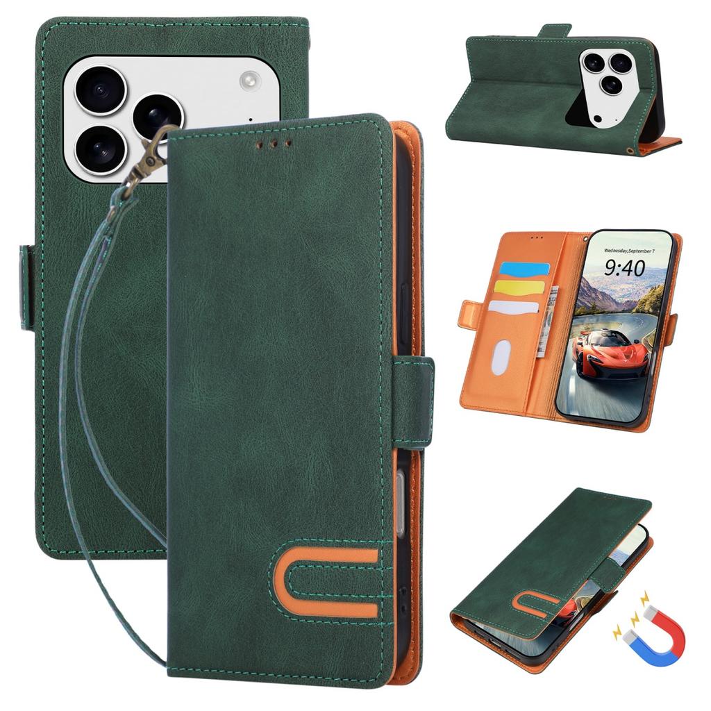 Wrist Strap Retro Leather Wallet Card Slot Holder Stand Phone Case for IPhone 17 Pro Max 17E 16E 16 15 Plus 14 13 12 11 Cover