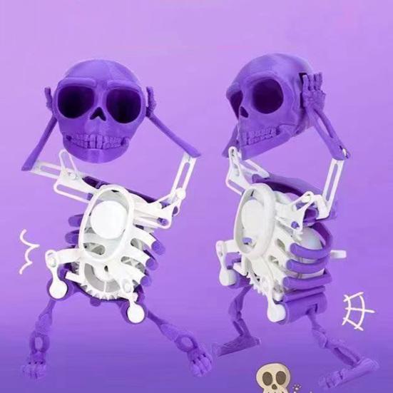 Kids Wind-up Dancing Skeleton Toy No Need Battery 3D Print Shaking Skull Doll Spring Clockwork Toy Desktop Decor Children Adults Birthday Gift