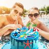 Decorazione per Torta Ombrellone Sedia da Spiaggia, 15 Pezzi Topper per Torta Estivi Oceano, Decorazioni per Festa a Tema Tropicale Hawaiano Aloha Luau