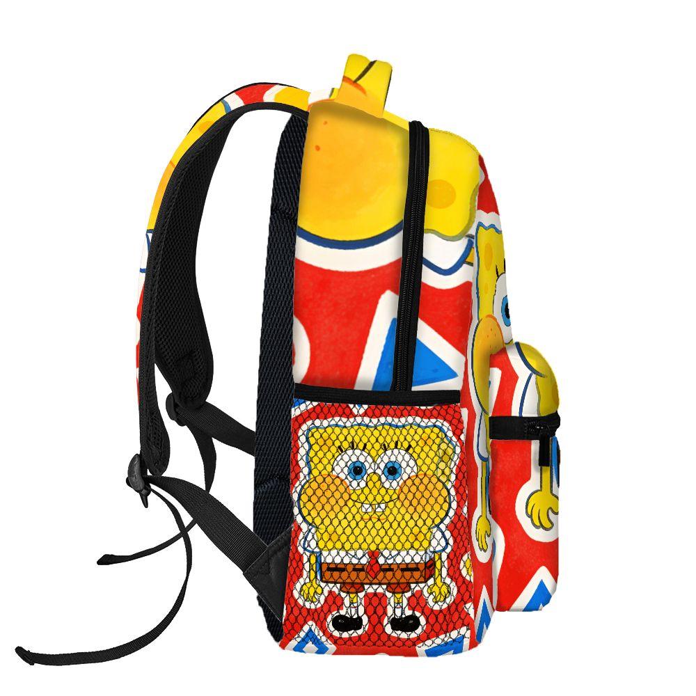 SpongeBob SquarePants Backpack Cartoon All Over Print School Bag for Women Lightweight Travel Backpack with Side Pockets