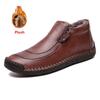Fashion New Fashion Men Boots High Quality Split Leather Ankle Snow Boots Shoes Warm Fur Plush Winter Shoes Plus Size 38-48