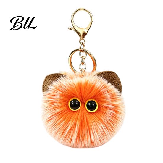 Dekorativer Rucksackanhänger Plüschkatze Ball Schlüsselanhänger, Flauschiges Kätzchen Pompon Tasche Anhänger, Schlüsselanhänger mit Anhänger Metall Karabinerverschluss, Rucksäcke Schlüssel Zubehör