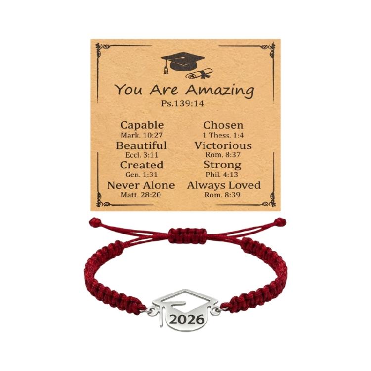 

Trendy Flat Knot Friendship Bracelet With 2026 Graduate Theme Graduation Wristband For Schoolmates And Special Occasions бордовый