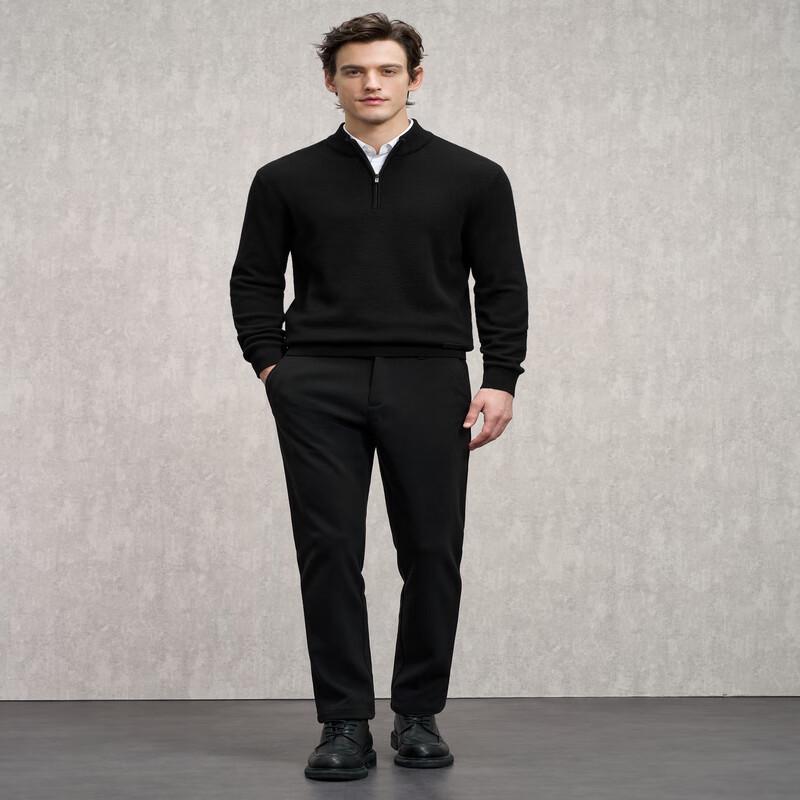 EMZ Men's Premium Wool Blend Stand Collar Pullover Sweater