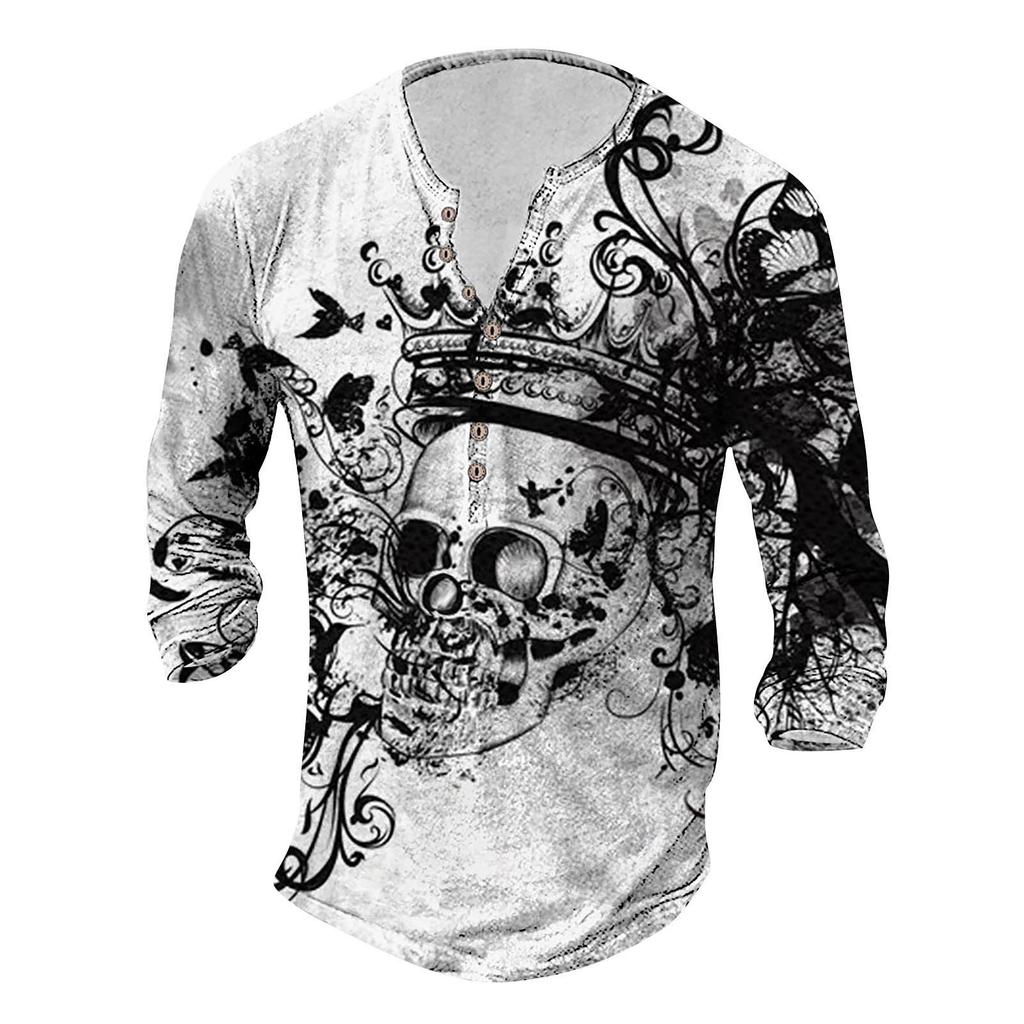 Men's Long Sleeve Graphic Printed Fashion T-Shirt Spring  Long Sleeve Printed Pullover