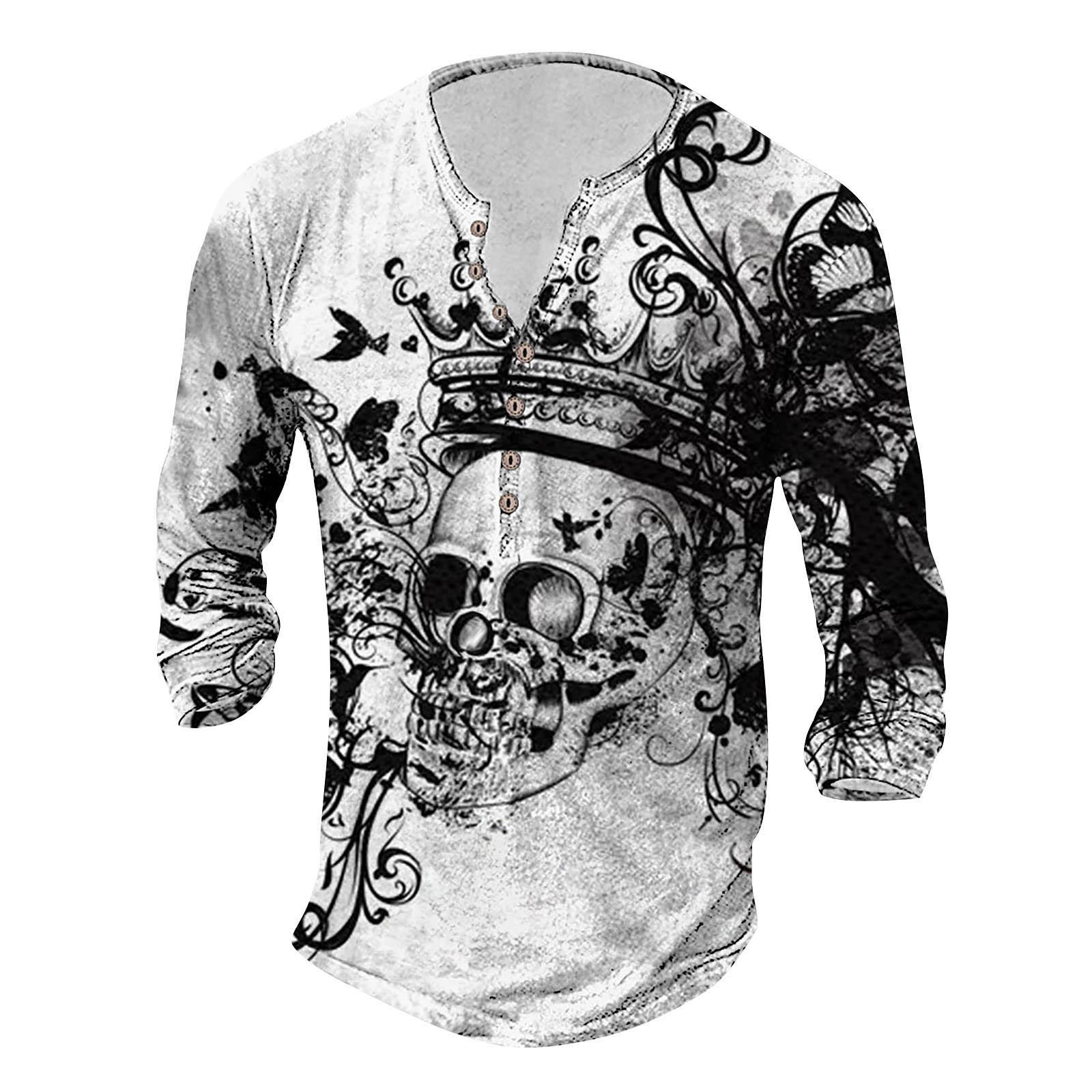 

Men s Long Sleeve Graphic Printed Fashion T-Shirt Spring Long Sleeve Printed Pullover XL
