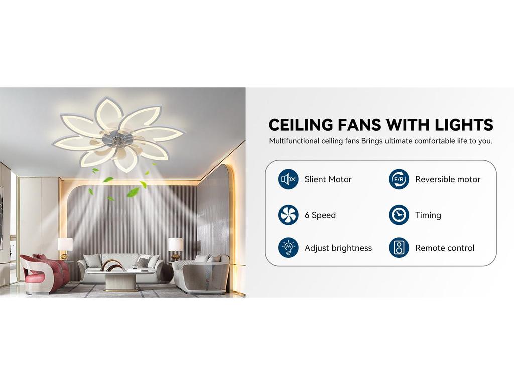 Versatile Ceiling Fan Lamp for Living, Dining, or Bedroom (110-220V, US Standard)
