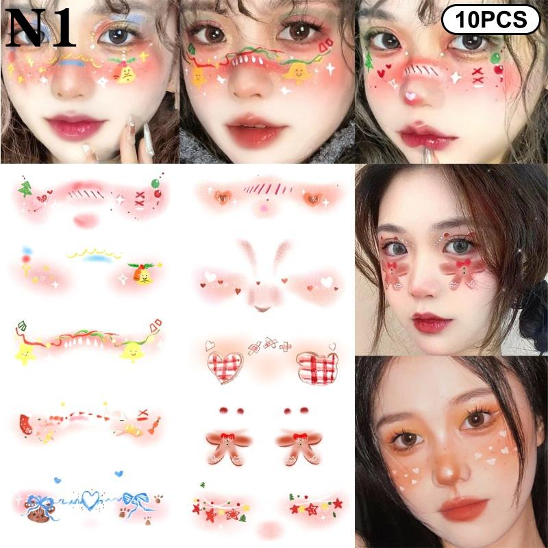 Christmas Face Sticker Corner Of Eyes Sticker Temporary Tattoos Body Art Party Self Adhesive Love Creative Cute Colorful Sweet
