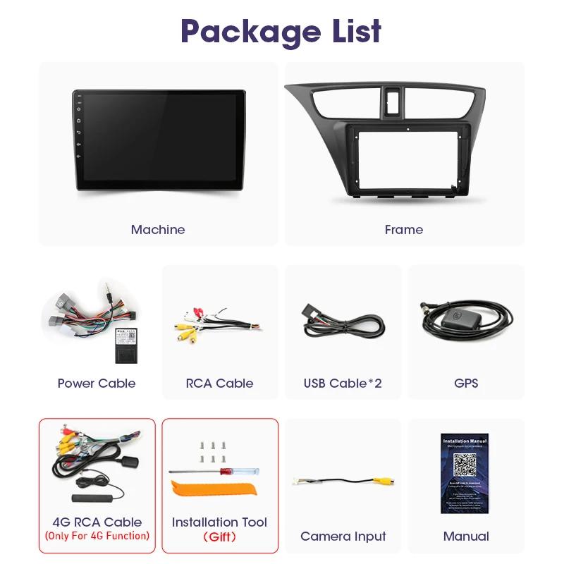2 Din Android 12 Car Radio For Honda CIVIC Hatchback 2012 -2017 Multimedia Video Player GPS 4G Carplay Auto Stereo RDS Head Unit