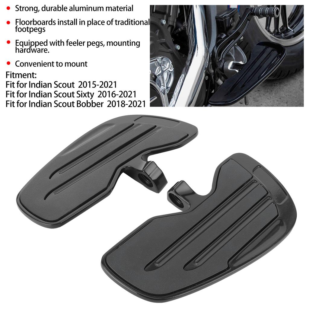 Aluminum Front   Floorboards Foot Pegs Footboard Fit for Indian   Sixty Bobber 20152021(Matte Black Glossy Black )