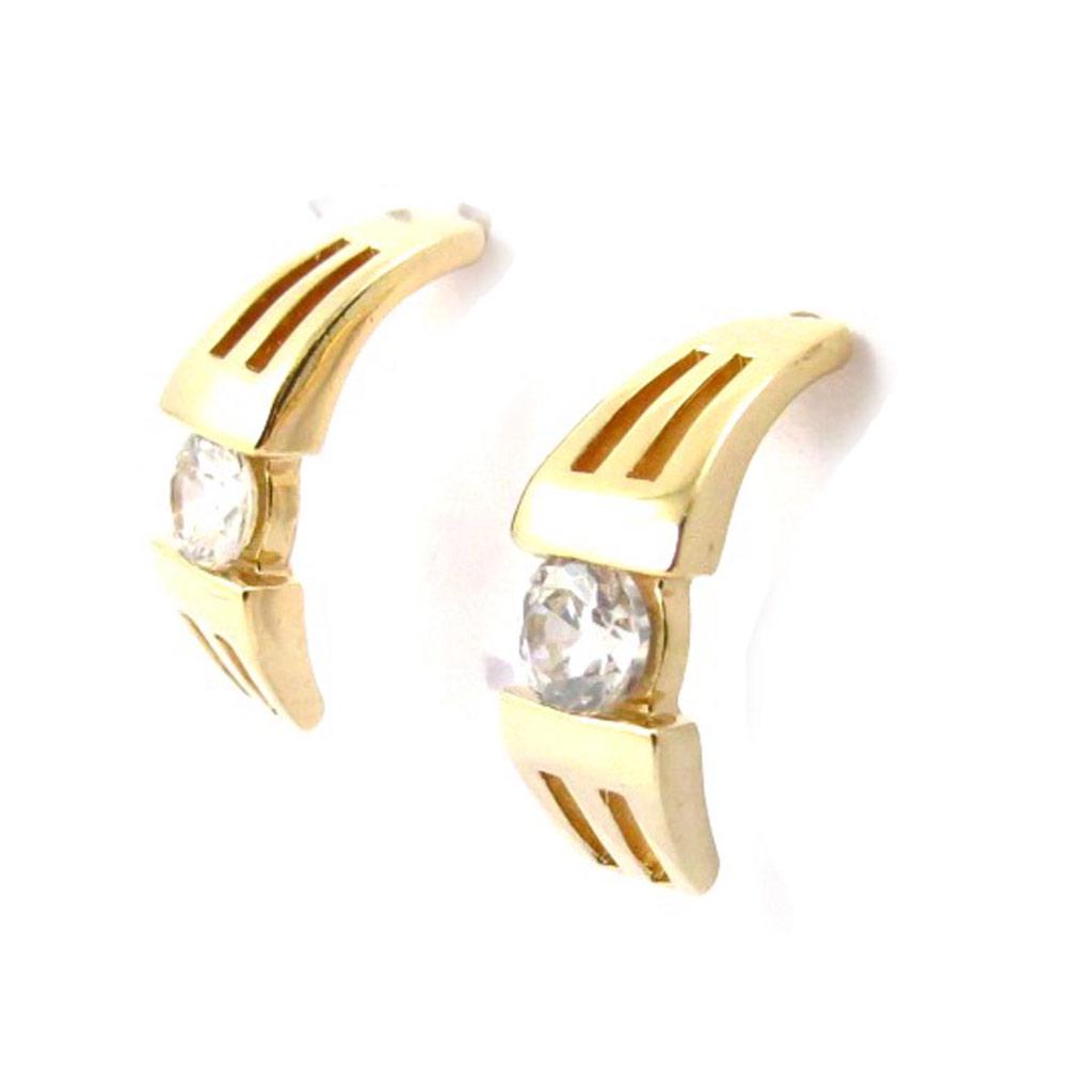 Les Trésors De Lily [J6026] - Gold Plated Half Hoop Earrings 'Goddess' White Gold - 15x5 Mm