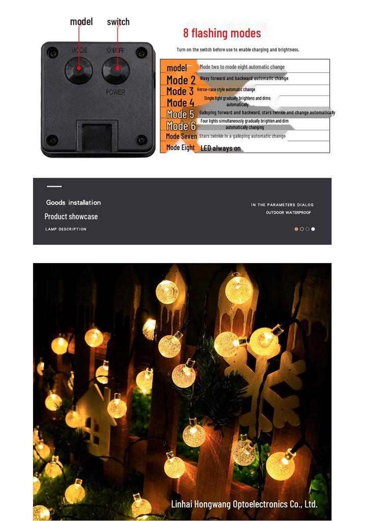 Enhanced Waterproof LED Solar Bubble Ball String Lights - Colorful Outdoor Decorative Lighting for Courtyard Atmosphere